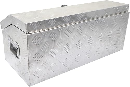 Miniatura 3 de TJHSM Caja de herramientas de almacenamiento de remolque pesado de 30 pulgadas, herramientas de organización de aluminio plateado con mango lateral
