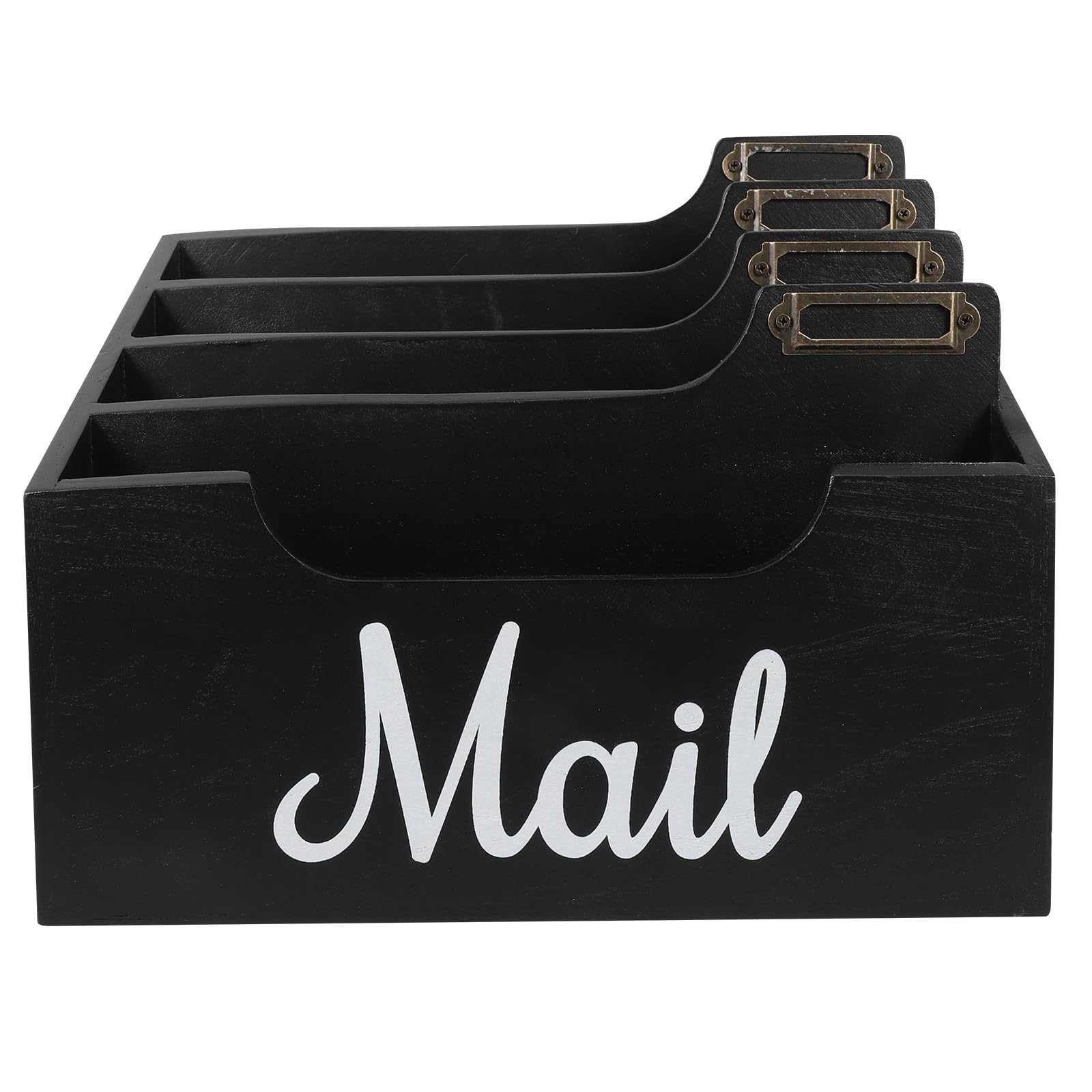Organisateur de bureau bois foncé compartimenté pour tri de rangement