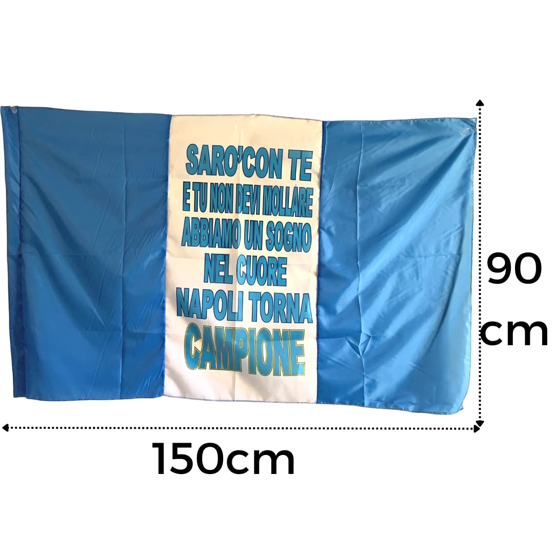 NARAMAKI Bandiera del Napoli 90x150con Passante per Asta - Ideale per Tifoseria di Calcio (Bandiera con Te)