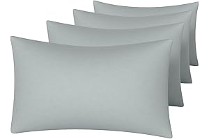 MINIPANDA: Four-Piece Smooth, Soft, Gray Queen-Size Pillowcases Featuring Envelope Design and Machine Washable Convenience