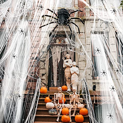 Hidreamz 1100 pies cuadrados Halloween araña Web decoraciones Halloween araña correas Cover