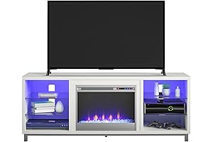 Luxurious 70-Inch TV Stand with Enchanting Fireplace and Vibrant LED Illumination