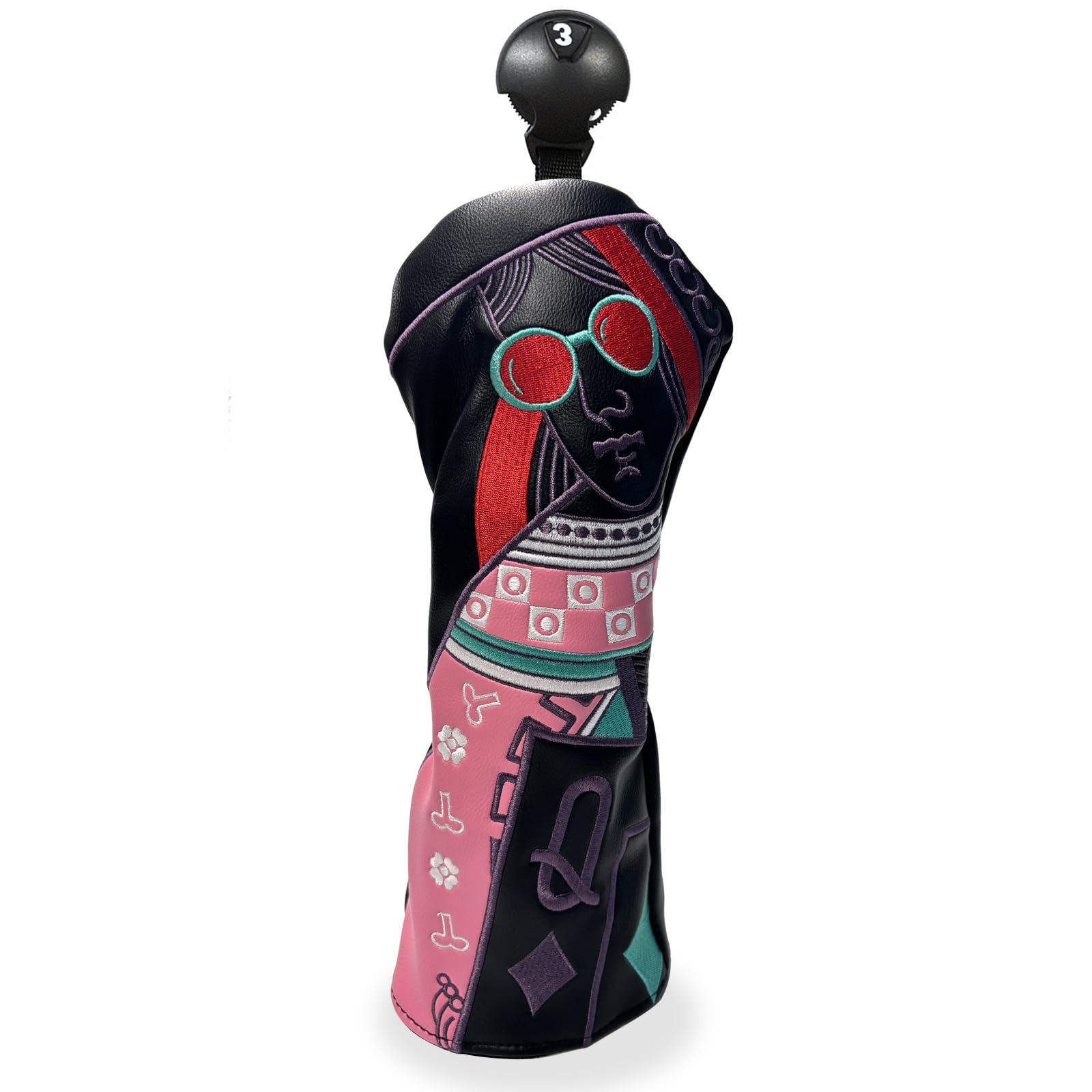 IMUSUBI Poker Golf Headcover Golf Club Covers Fairway Wood Cover Headcover with Premium Synthetic Leather Material Embroidery Poker Pattern Fits for