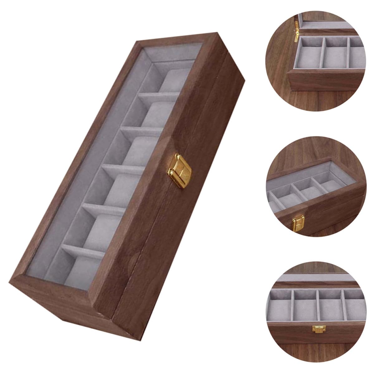 Caja de Reloj de Madera para Guardar Relojes y Joyas Diseño Elegante y Práctico 6 Ranuras Adecuado para Uso en Casa y Viajes