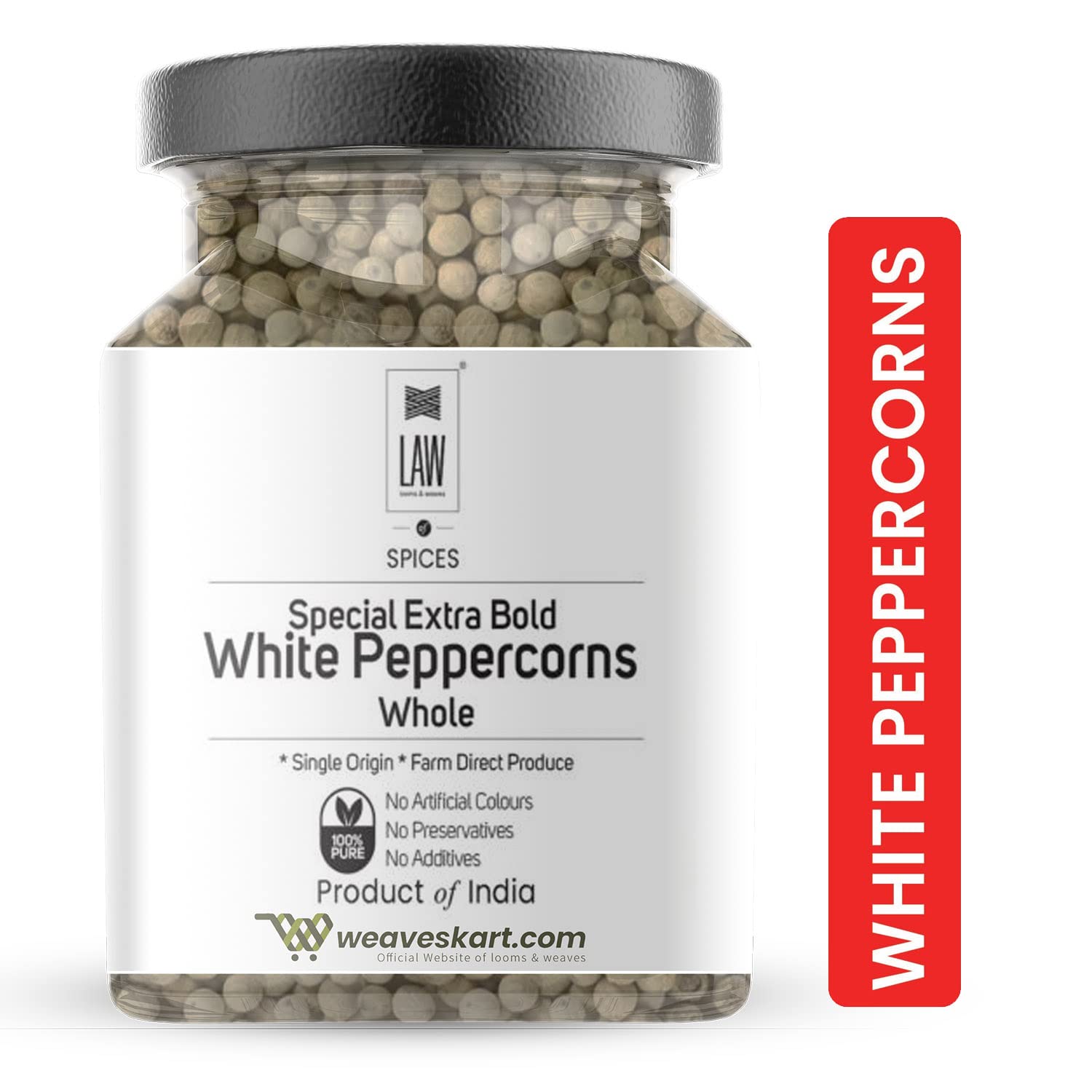 looms & weaves - Premium Whole White Pepper - 100 gm - Image 8 thumbnail