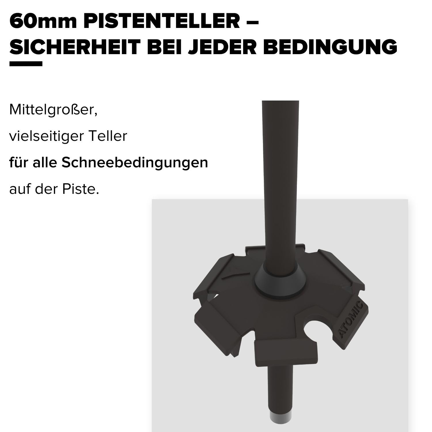 Atomic AMT Skistöcke - Hochwertiger 3* Aluminium Skistock - Ergonomischer Griff am Stock - Verstellbare Handschlaufe - Stöcke mit 60mm-Pistenteller