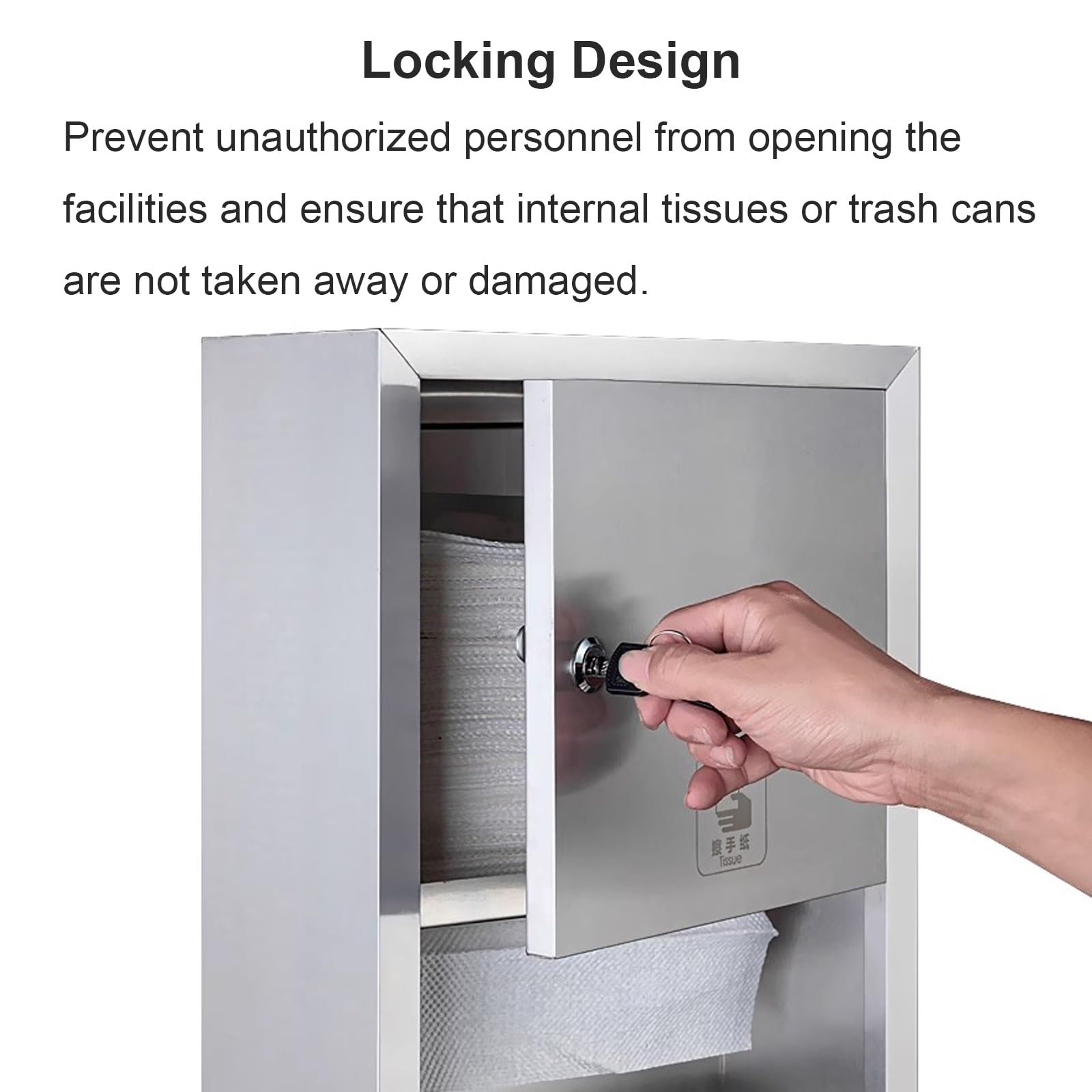 Dispensador Papel Secamanos de Acero Inoxidable 304 con Cubo Basura, Dispensador de Papel Manos, para Baño, Ideal para Hoteles, Centros Comerciales y Aeropuertos(Gold,750x345x145mm)