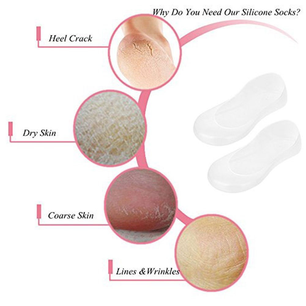 Pedimend Anti-Slip Silicone Gel Case Moisturizing Socks (3pair - 6 pcs) | For pain of plantar fasciitis | Remove Callus / Dry / Cracked Skin | For men and women | Foot Care
