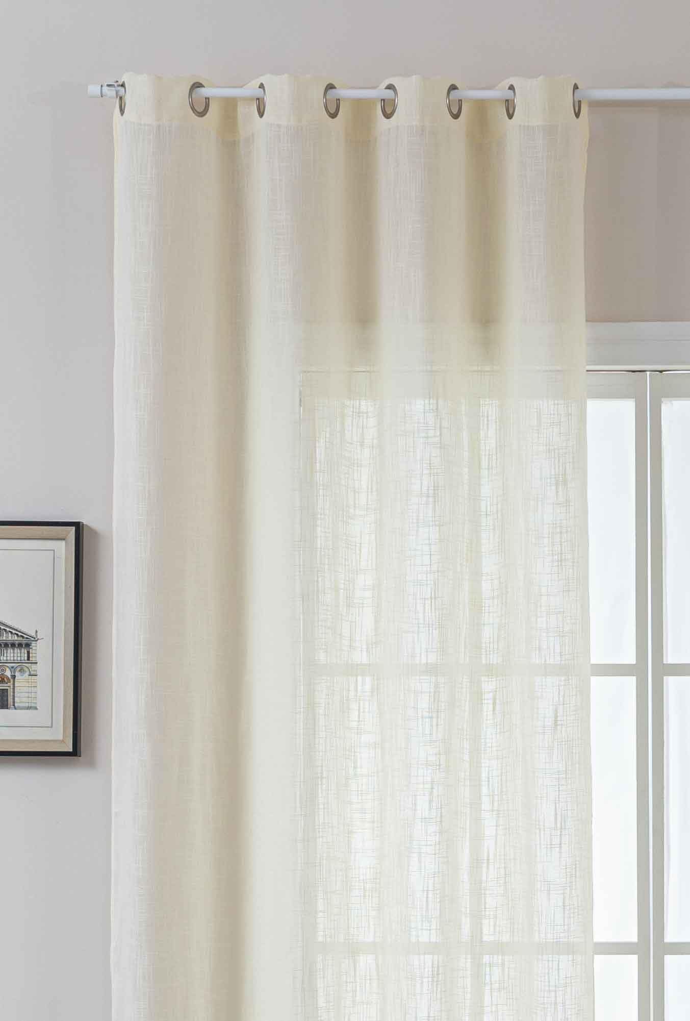 Gardinenbox Seoul 2024110 Curtain Eyelets Coarse Fibre H x W 245 x 140 cm Cream Eyelets Linen Look Structure Plain Semi-Transparent Opaque