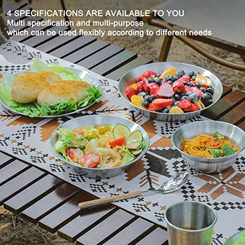 Foto von WOTEG 4-TLG. Camping-Geschirr-Set Edelstahl - Gebürsteter Metallteller für Erwachsene und Kinder,Küche, Wandern, Strand, Außenbereich, Geschirr für Erwachsene und Kinder, gebürstet