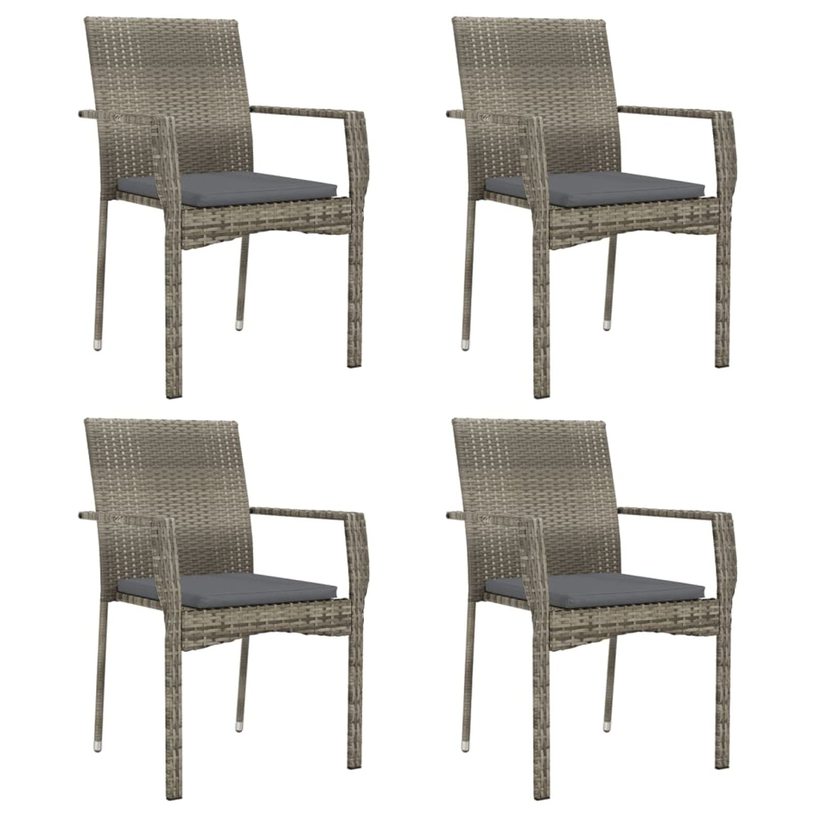 3185127 Set da Pranzo Giardino 5pz Nero e Grigio con Cuscini Polyrattan Testata in Legno,Testata Letto Matrimoniale Muebles Dormitorio Spalliera Letto Testiere per Letto Matrimoniale