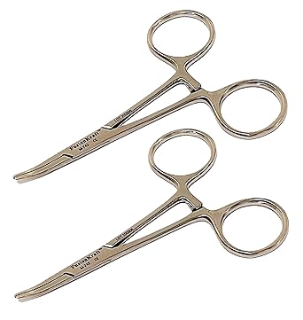 FusionKraft Micro Baby Mosquito Artery Forceps, (Haemostat) Curved Serrated Jaw, 4