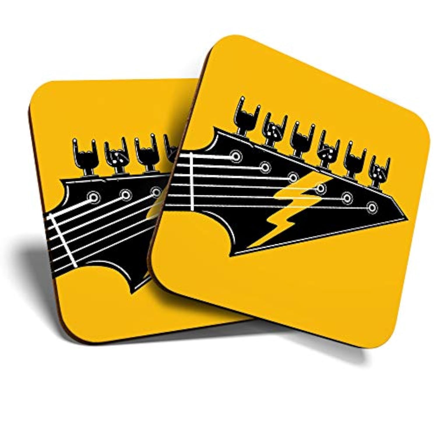 Destination Vinyl Ltd Multicolor 2 X Mdf Glossy Top Coasters Square - Rock Band Electric Guitar Music 12984