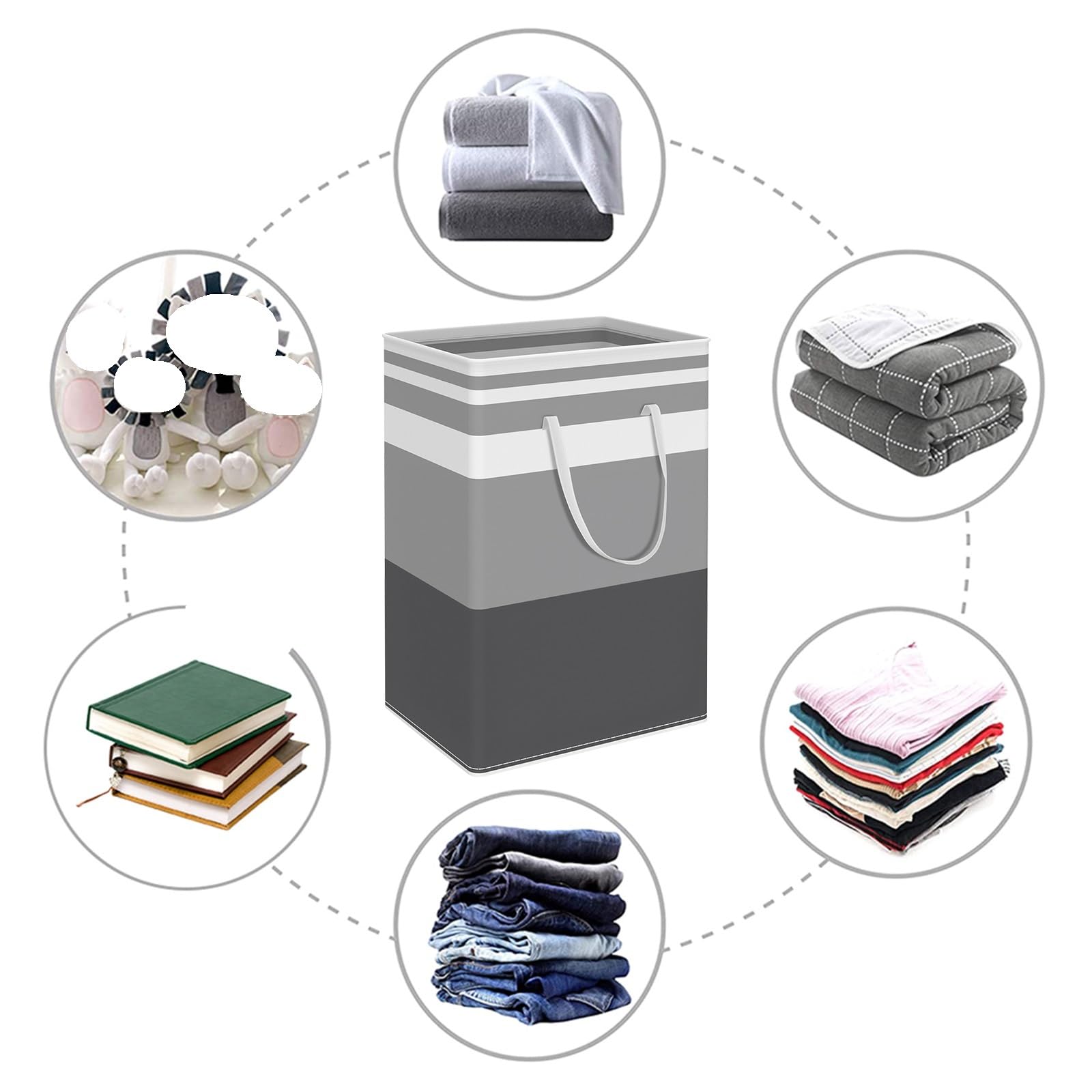 Aufbewahrungskorb für Küche und Wäsche (75 l) mit Griff, großes Fassungsvermögen, faltbar, ideal für Kleidung und andere Kleinigkeiten