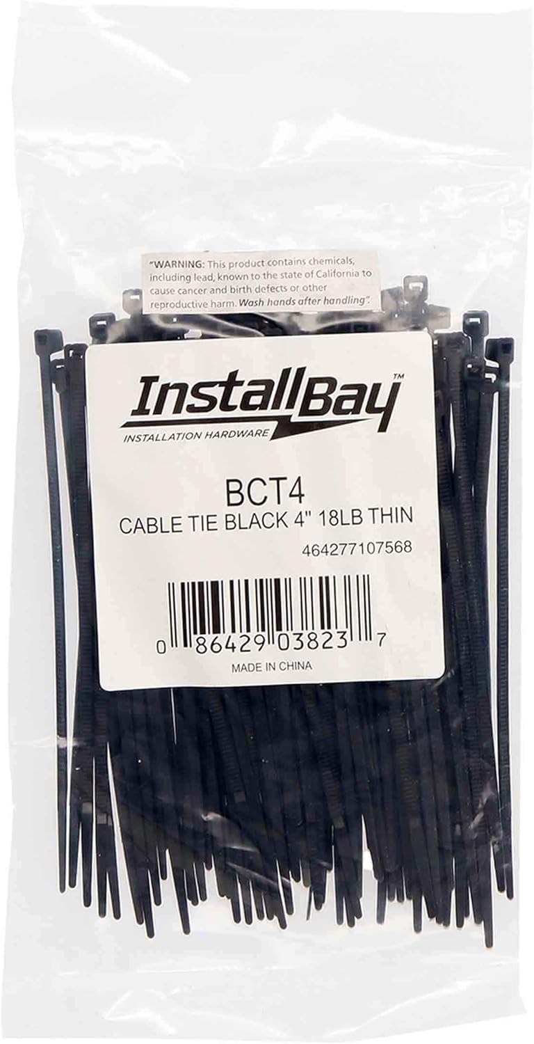 Install Bay BCT4 4-Inch 18-Pound Cable Tie, Black (100-Pack)