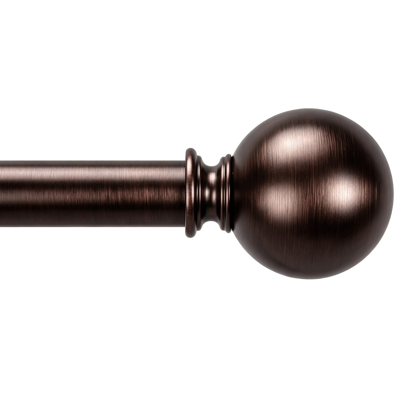 Brown Curtain Rods for Windows 18 to 88 inches, 1 Inch Modern Metal Drapery Rods, Adjustable Heavy Duty Curtain Pole with Round Finials(18"-88"Dark Red)