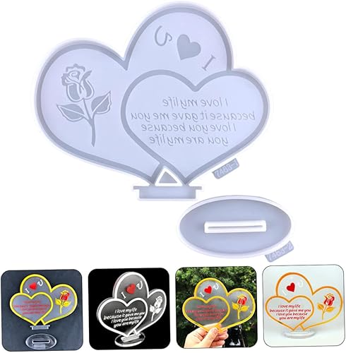 Miniatura 4 de EXCEART 2 juegos de moldes para colgantes de amor, moldes de vela de cristal, decoración de corazón, molde de silicona para el día de la madre,