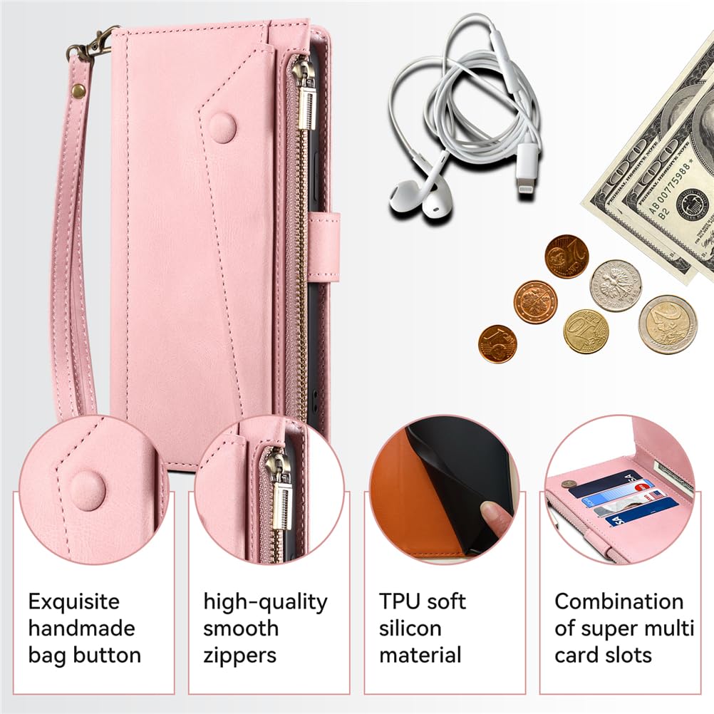 Lederen Portemonnee Hoesje Met Moderne Vormgeving Voor Motorola Edge 50 Fusion Roze