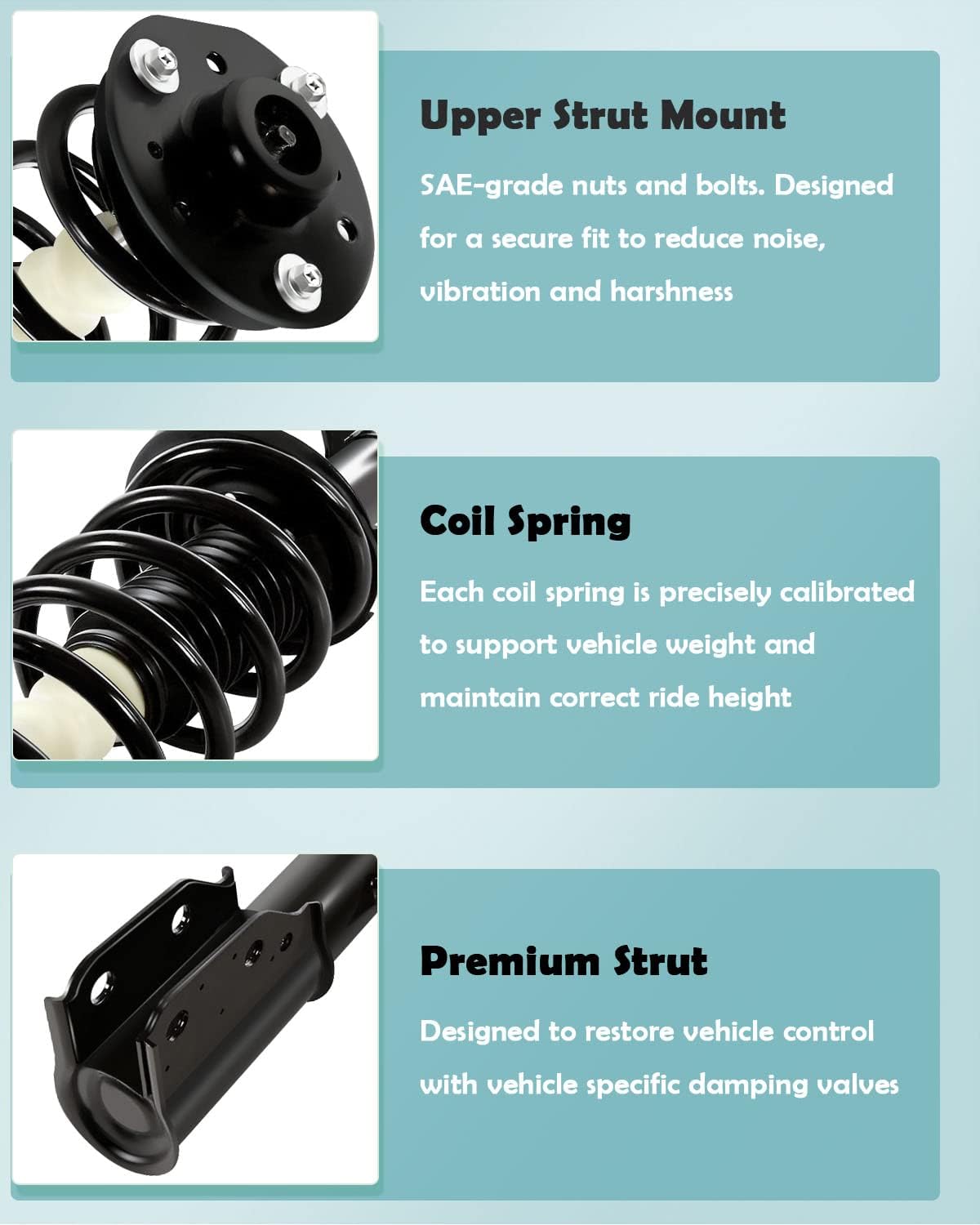 SCITOO Complete Struts Assembly Replacement Struts Shocks Fit for 2010-2017 for Chevrolet Equinox, 2010-2017 for GMC Terrain 272527 272526 911258 Struts (Front Rear Pair)
