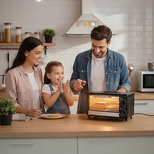 Miniatura 8 de OVENTE Horno tostador de encimera de 8L con temporizador de 60 minutos, control de temperatura ajustable, bandeja para hornear fácil de limpiar