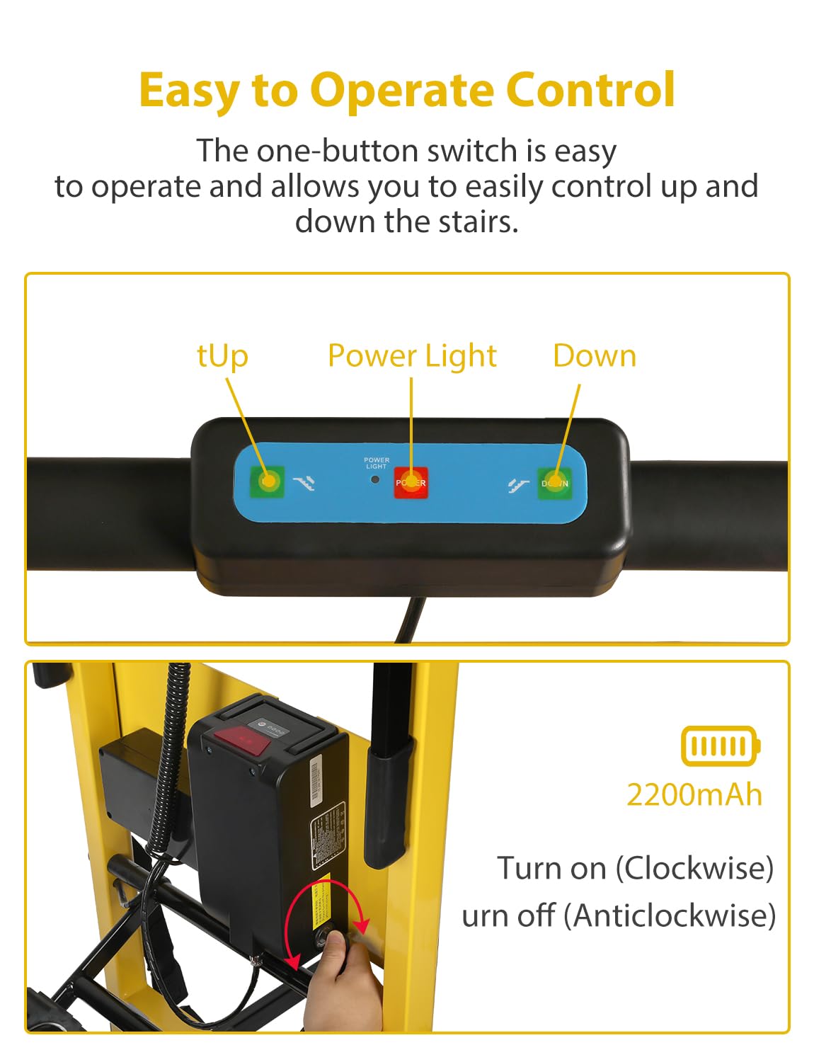 Carro eléctrico de Mano para Subir escaleras, Carga máxima de 200 kg, Resistente, 120 W con Motor de 120 W, con Motor de 6 Ruedas, Funciona con Pilas, para Muebles, logística Familiar