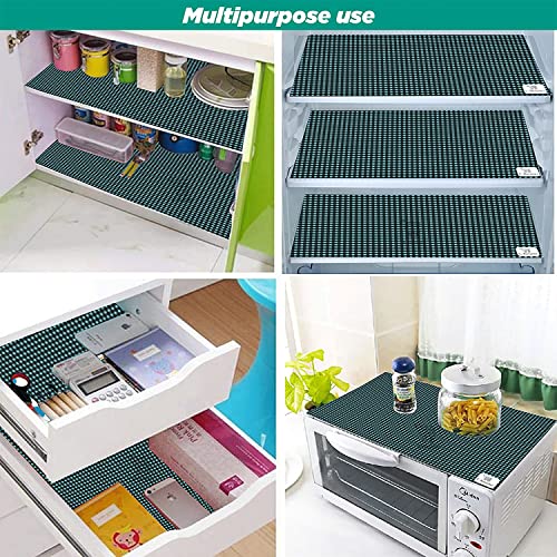 Image of Multipurpose Waterproof PVC Refrigerator /Fridge Drawer Mats Washable Non-Slip Shelf Liners for Kitchen Set of 4 Pcs (Black Check, 17.5x11.5 Inch)