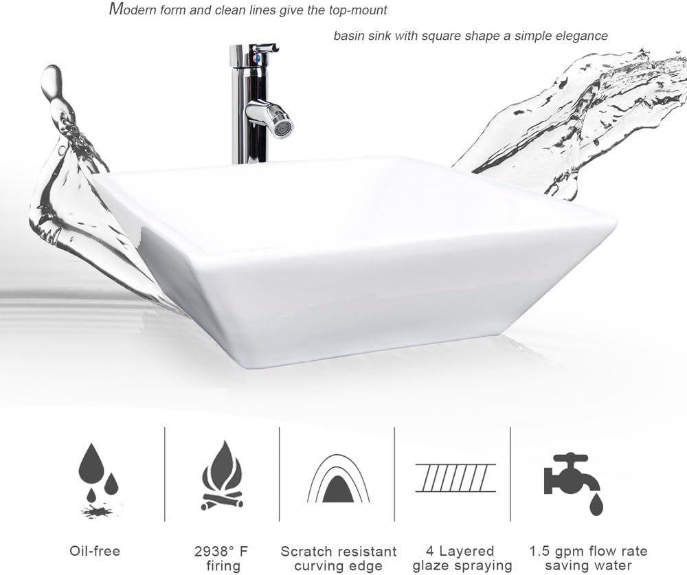 Hоttеѕt Sаlе 60 Double Vanity(2 24 Vanity,2 Porcelain Vessel Sink Combo(Square),1 12 Side Cabinets),Double Bathroom Vanity Top with Porcelain White Sink,1.5 GPM Faucet/Drain Parts/Mirror Includes