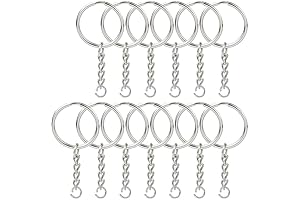 50 NANSSY 1 Inch 25mm Key Chain Rings With Chain