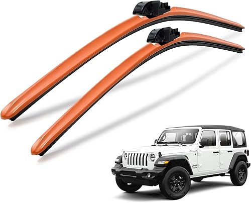 Miniatura 10 de Clix Wipers - Limpiaparabrisas cromado rojo para Jeep Wrangler - Limpiaparabrisas de repuesto para todo tipo de clima para todos los modelos
