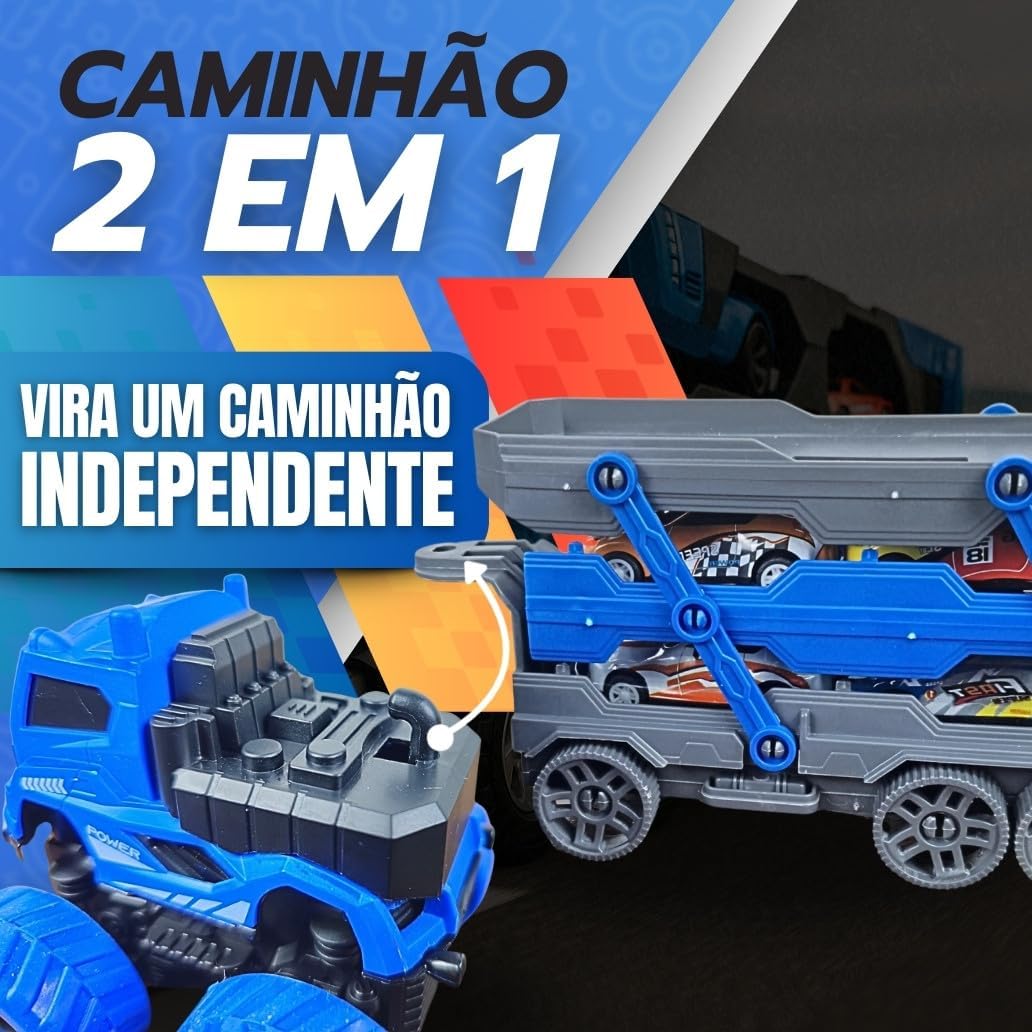 Stork Truck with Metal Strollers Toy Stork Reel Track with Kid's Ramp Car Carrier (Blue)