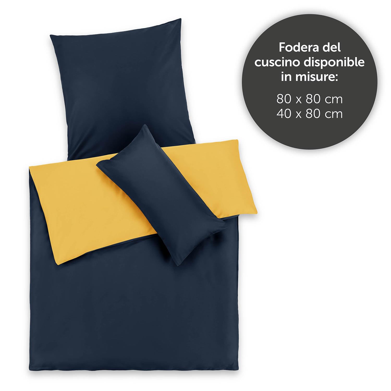 Blumtal Biancheria da Letto con Design Reversibile da 200x200 cm incl. Federe 50x80 cm - Lenzuola invernali in microfibra extra morbida certificate Oeko-Tex, 3 pezzi, Blu Oceano/Senape