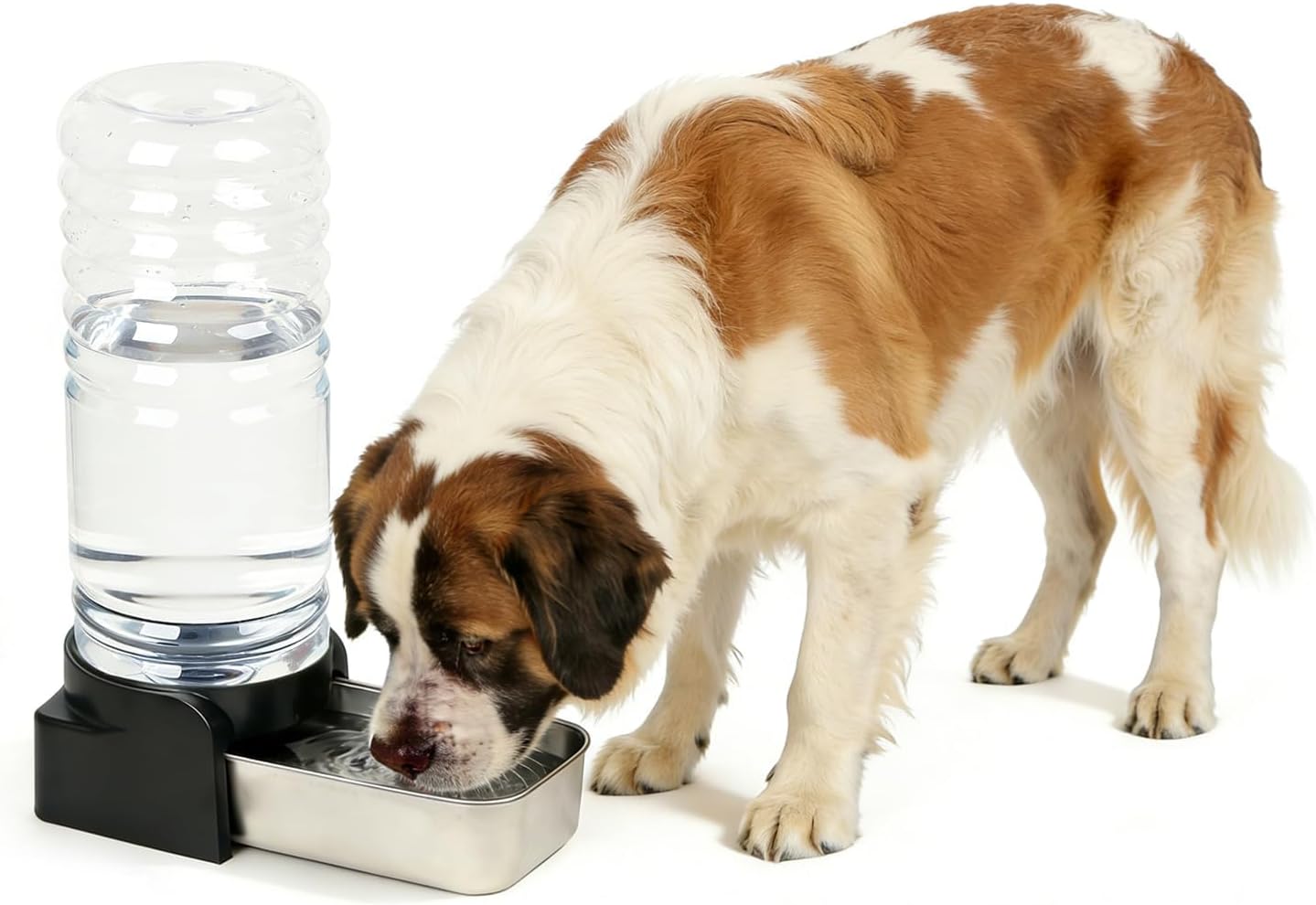 9L Automatic Gravity Pet Water Dispenser, Stainless Steel Dog Water Bowl Feeder, Large Capacity Water Bowl for Medium & Large Dogs with 3 Replacement Filters