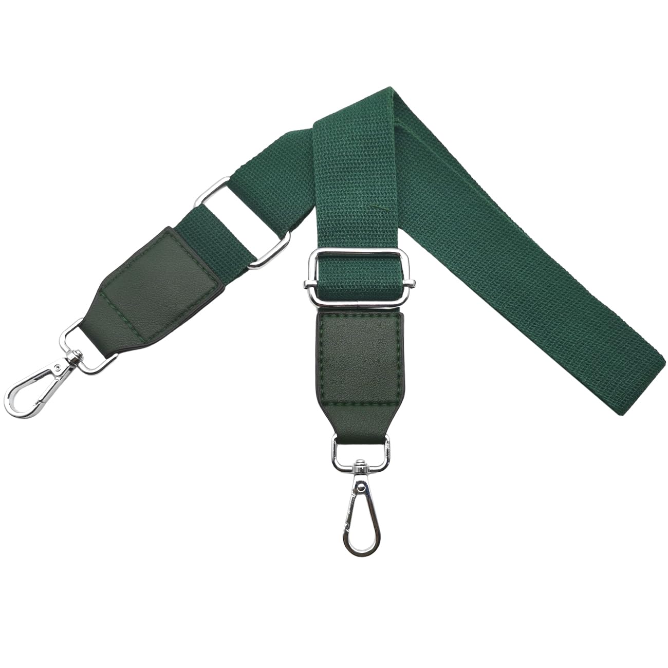 Omxyinma Bag Straps Replacement Handbag Strap Crossbody Shoulder Straps with Leather for Bags Wide 3.8 cm with Silver Hardware Buckle, for Women，Dark green, Q2-16