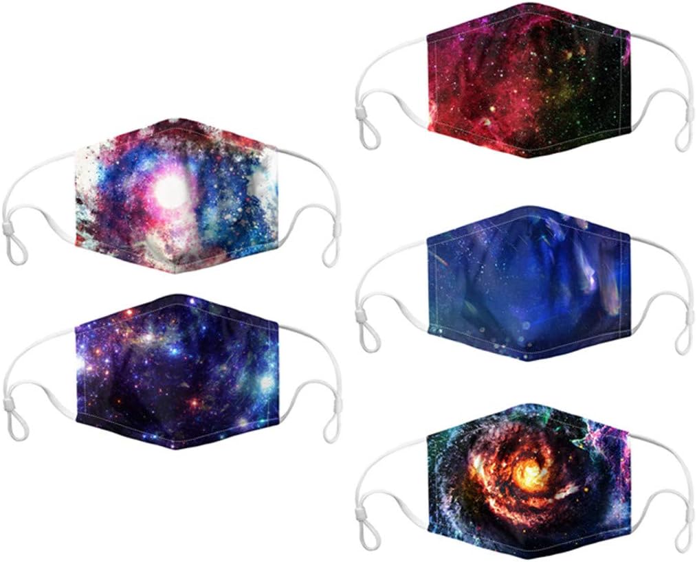5PCS Bandana Face Reusable Dust Cloth Protection Washable Elastic String Cover Cycling Motorcycle Half Fashion Cotton Fabric Breathable Rewashable Re-Useable Scarf