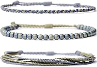 Vista 77 de Handmade Natural Stone Beaded Healing Bracelet Gift for Men Adjustable Rope String Bracelet