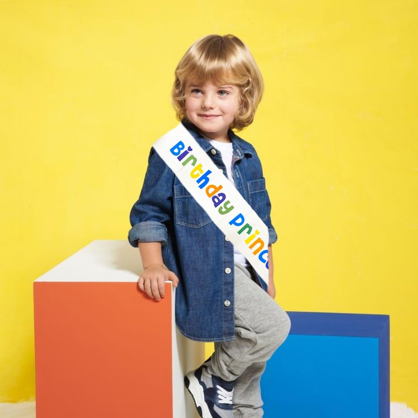 Wanna Party Blue Premium Satin Birthday Prince Sash/Birthday Boy Sash for Kids/Birthday Decoration Items for Boys-image-13