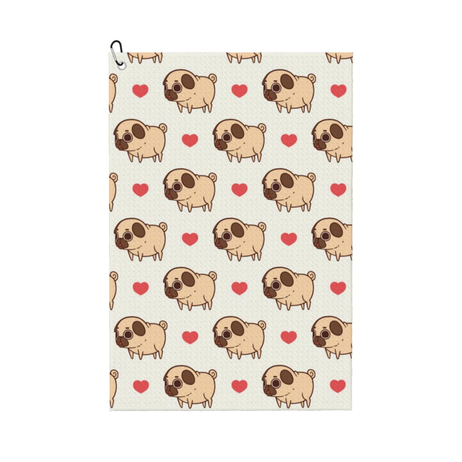 Hnnkloy Puglie Pug, 16x24 in Portable Waffle Golf Towels with Carabiner Clip for Golf Bag