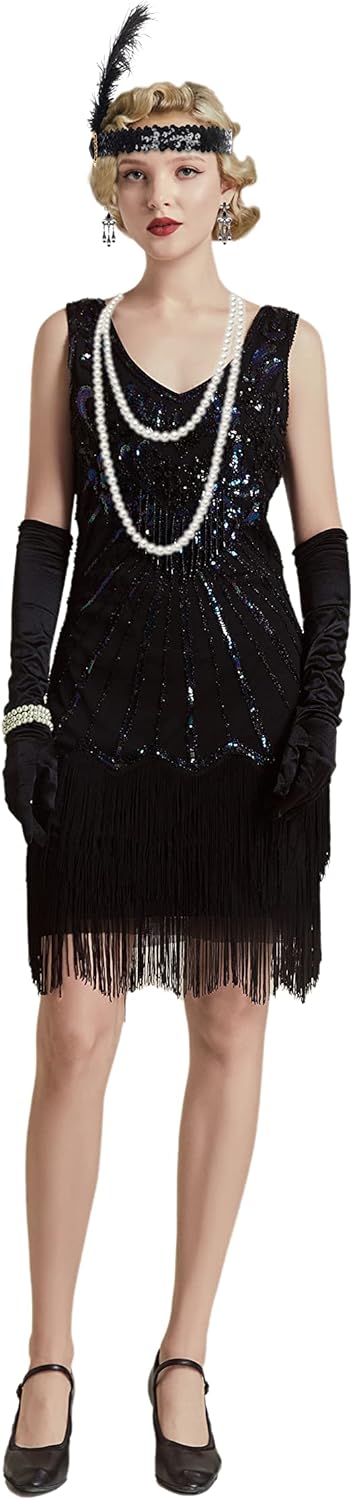 Utaly 1920's Flapper Accessory Set for Women Great Gatsby Costume Accessories 20s Headband Headpiece Pearl Necklace Gloves - Image 8