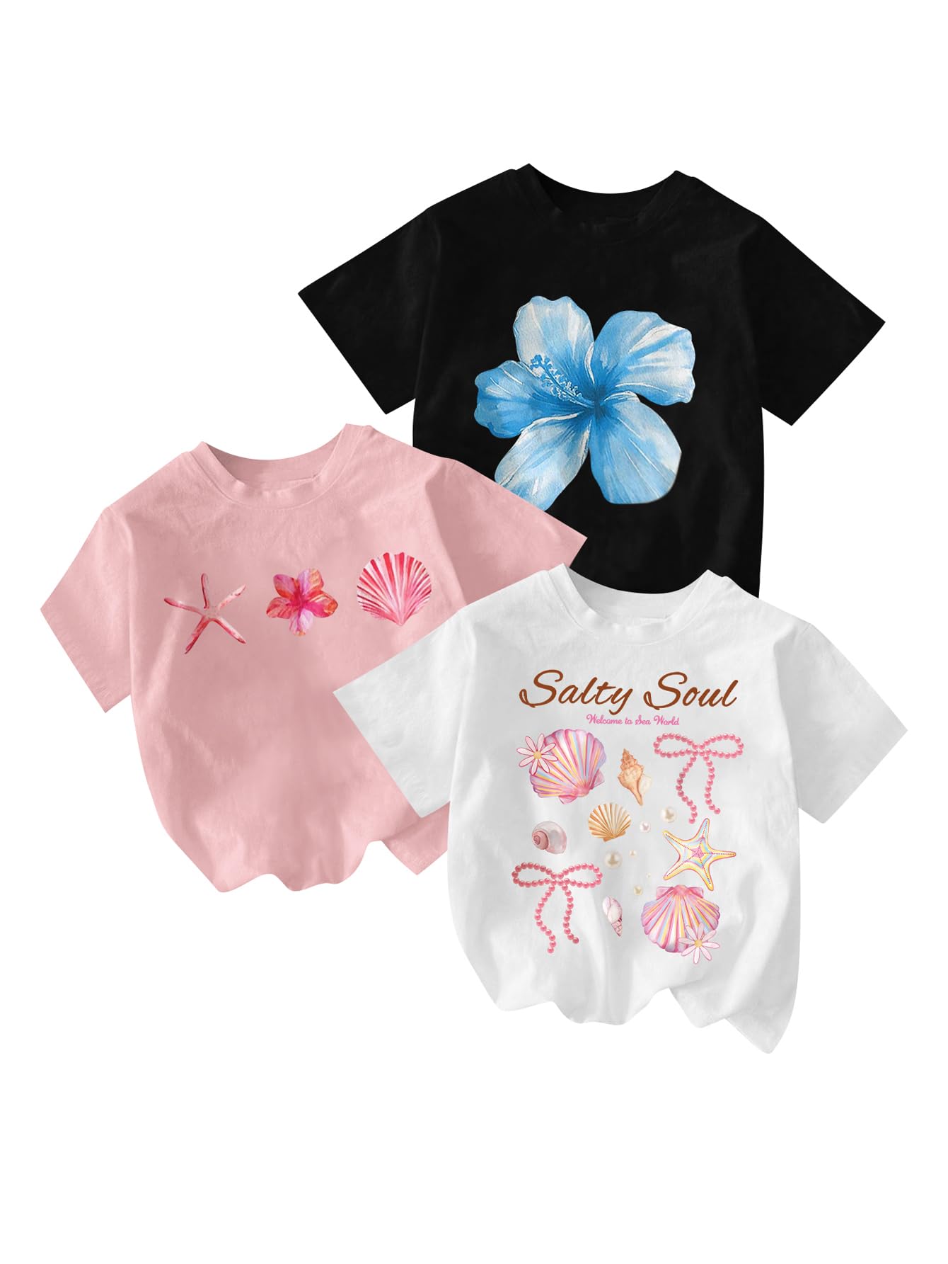 RoseSeek Girl's Graphic Tees Crewneck Summer T Shirt Tops Cute Clothes