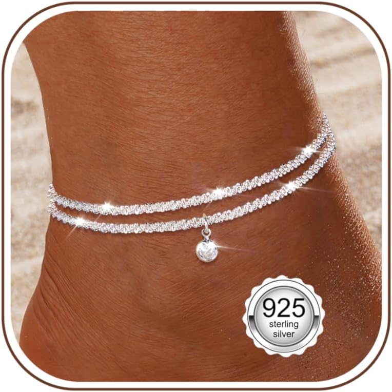Cavigliera/cavigliera/cavigliera/cavigliera in argento Sterling 925, regolabile da 20,3 cm a 22,9 cm, da 22,9 cm a 24,1 cm, da 24,1 cm a 26,7 cm, da 26,5 a 29,2 cm cm Pollici, 11.5 - 12.5 Inch