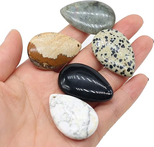 Miniatura 2 de 5 piezas de colgante de gota natural turquesa ágata imagen piedra curativa joyería mineral fabricación de bricolaje collar aretes accesorio Deco