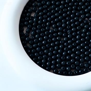 Jabrand 500pcs Black Beads, 4mm Porcelain Beads for Jewelry Making Round Ceramic Bead Unique Vintage Bead for Craft Beading Kit Bracelets DIY Decor
