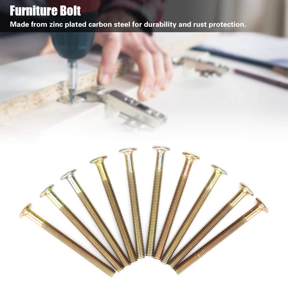 10pcs M6 Furniture Bolt In, Screws Fixing Screws Carbon Steel 70mm Nut Bolt Sets With 6mm Barrel Nuts Connector Fastener 1 thumbnail image
