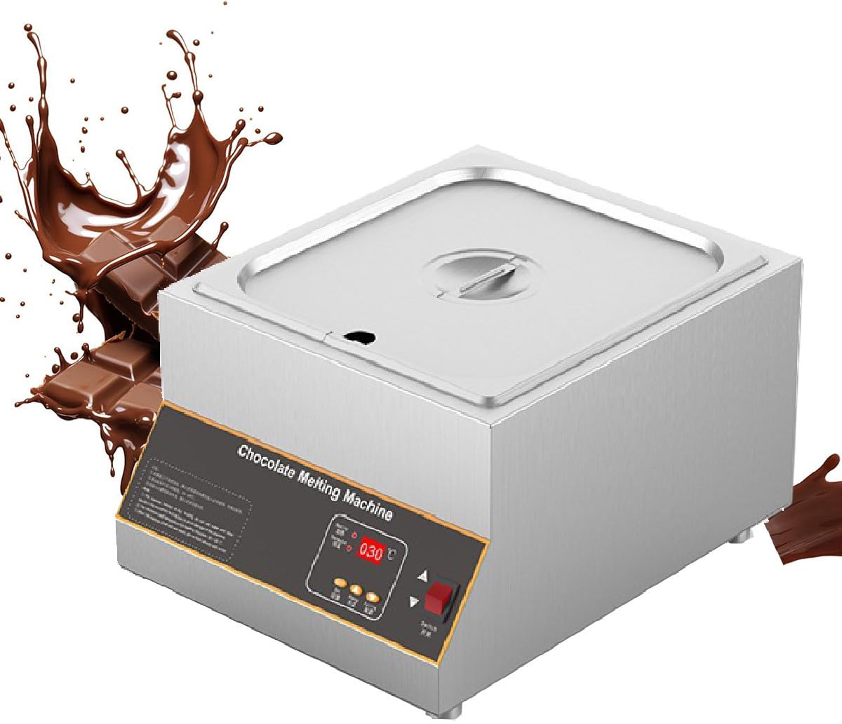 Machine de tempérage du chocolat Melting Pot, Machine à tempérer la crème au chocolat chaud, avec un creuset à contrôle automatique de la température de 0 à 95 °C, pour le lait au chocolat,1grid