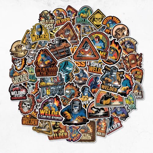 Image of 110 PCS Welding Stickers Decals, Hard Hat Tool Box Stickers for Helmet Welding Construction Worker Lineman Oilfield Electrician Decals