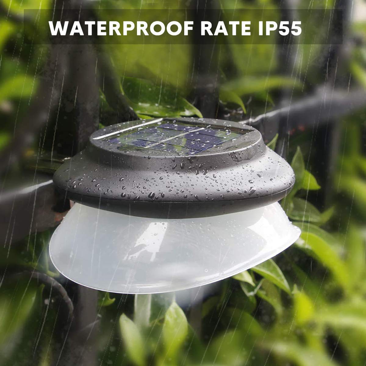 KINGCOO solarne lampy ogrodzeniowe, wodoodporne, 9 LED, solarne światła rynnowe, do ogrodu, na patio, krajobraz, taras, hol, oświetlenie ścieżki, czarne, białe, 4 sztuki