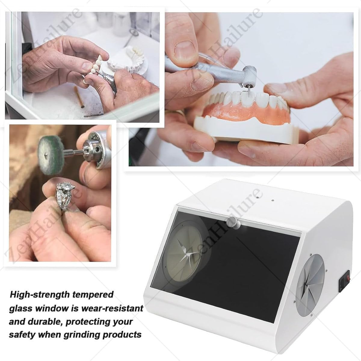Cabina Di Sabbiatura Modulare,Per La Protezione Durante La Sabbiatura Box Antipolvere per Laboratorio Odontotecnico,Con Aspirazione E Filtro Dell'aria,Dotato Di Doppia Ventilazione E Luce LED
