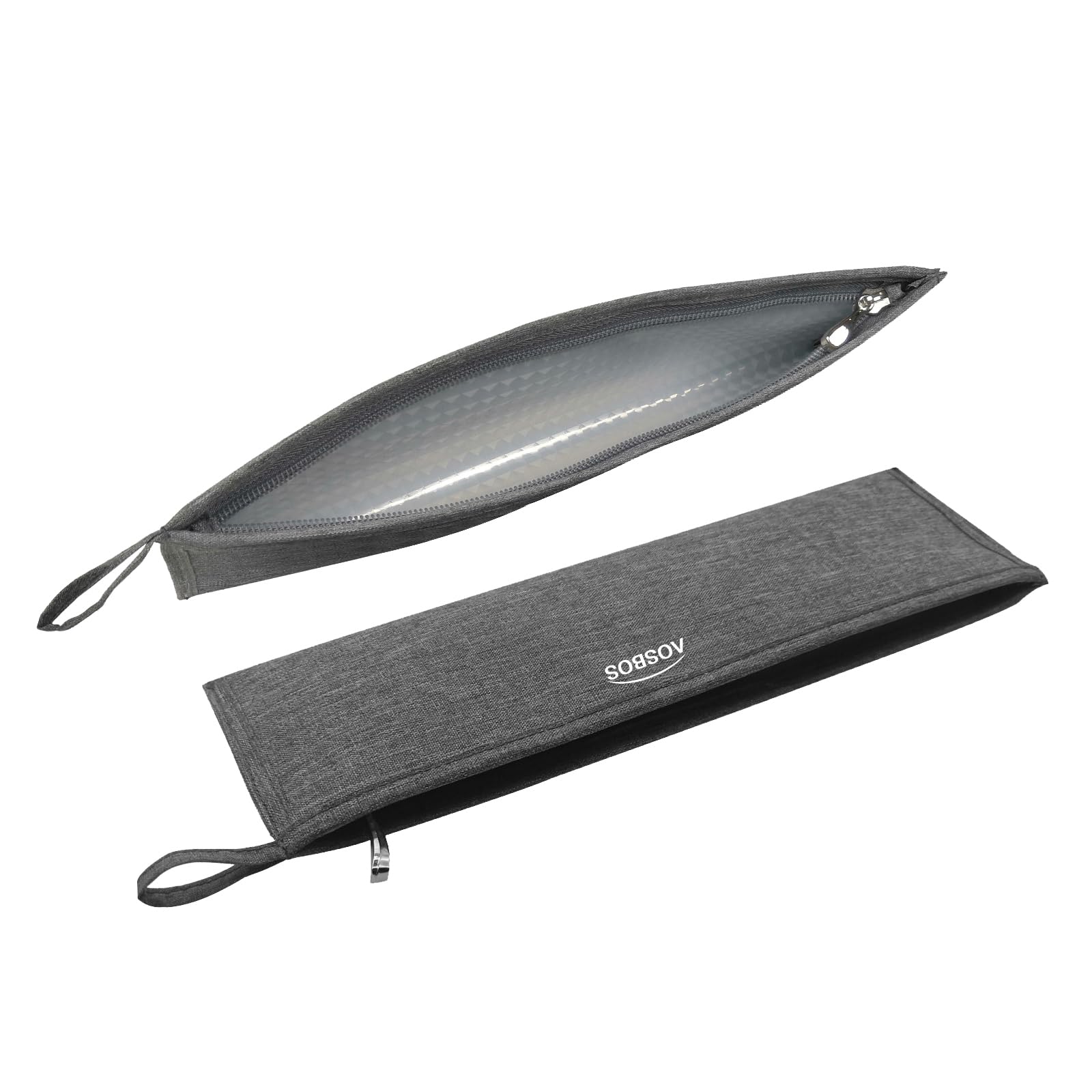 Reusable Straws & Chopsticks Case, Portable Carrying Bag, Small Pouch for Stainless Steel, Silicone, Plastic, Straws, Travel Utensil Sets - Grey