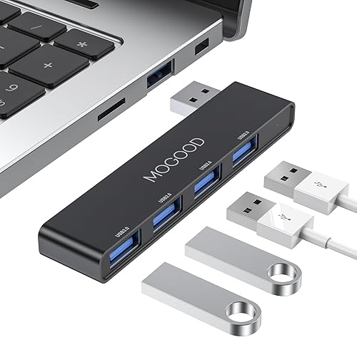 Miniatura 10 de Hub USB para laptop, MOGOOD USB Hub 3.0, divisor USB ultrafino, concentrador de datos [carga no compatible], estación adaptador de múltiples puertos