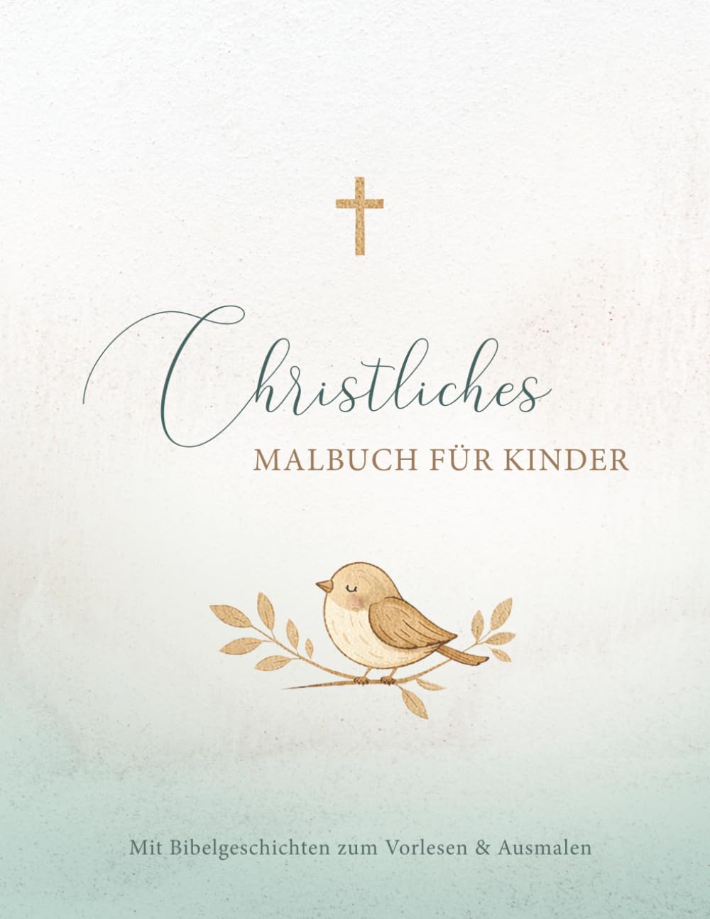 Christliches Malbuch für Kinder: Geschenk mit Bibelgeschichten zum Vorlesen und Ausmalen für Kinder. Beige blaue Version